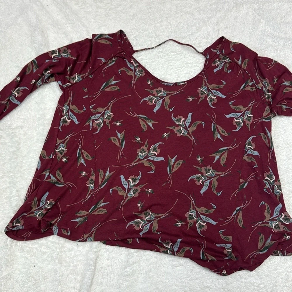 Free People Red Ruched Backless Elsa boho Open back top NWOT - Picture 3 of 7